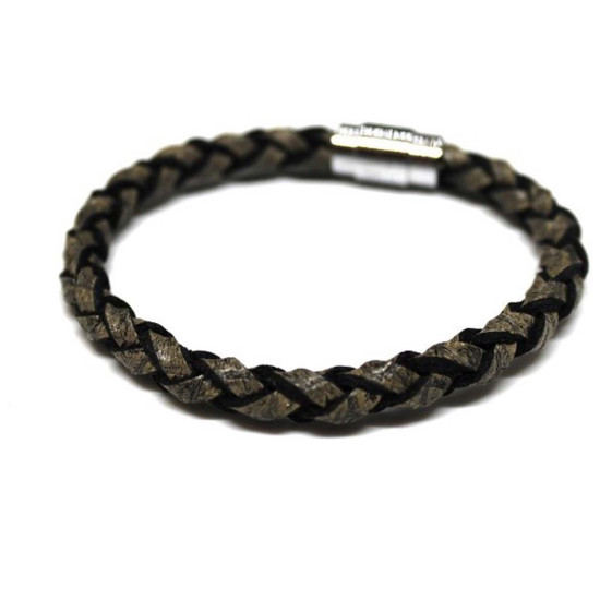 Single wooden Braided leather bracelet