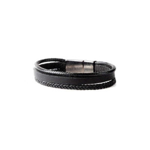 Triple black leather bracelet