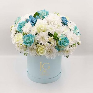 صندوق زهور زرقاء
